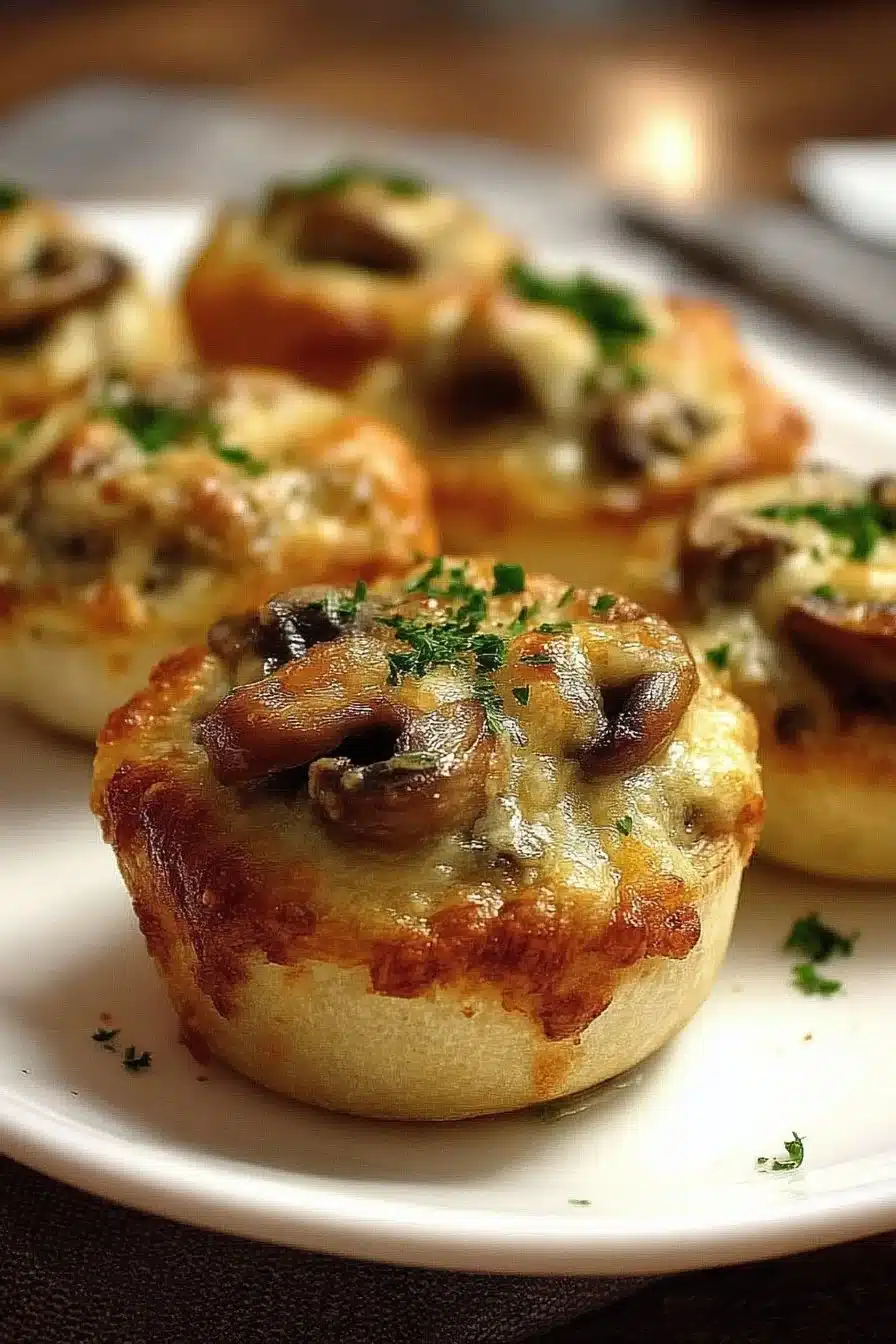 Bouchées de champignons gratinés dorées au four
