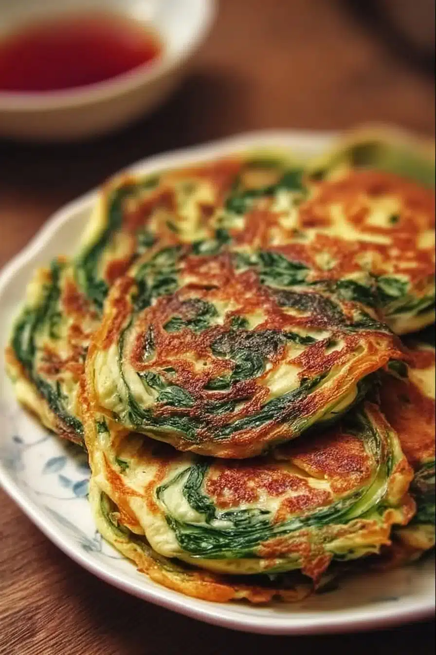 Crêpes coréennes garnies de blettes fraîches et savoureuses