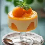 Mousse à l'abricot servie dans un élégant verre à dessert