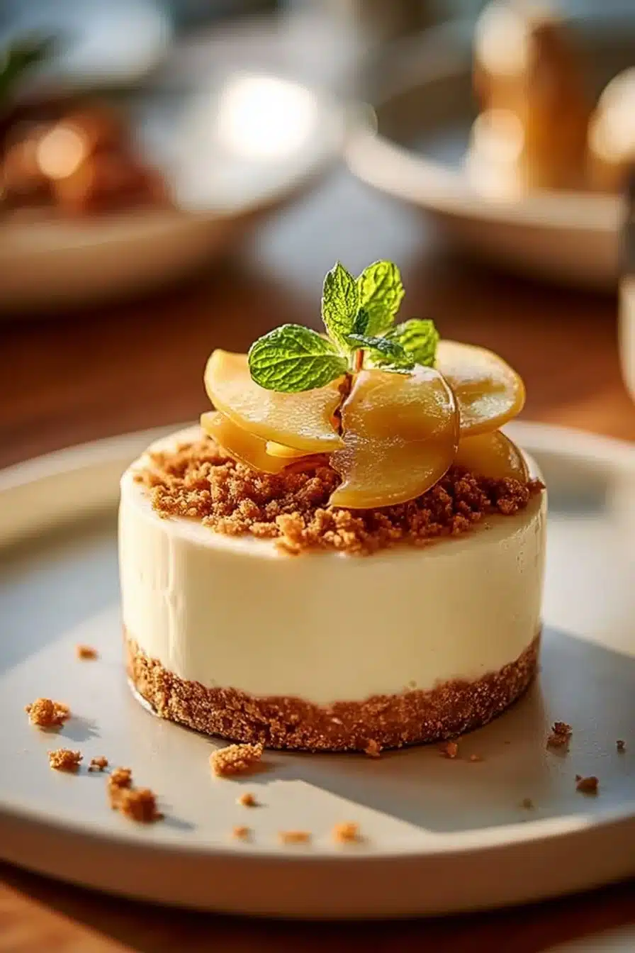 Bavarois Pomme & Spéculoos décoré, un dessert savoureux aux pommes et biscuits spéculoos.