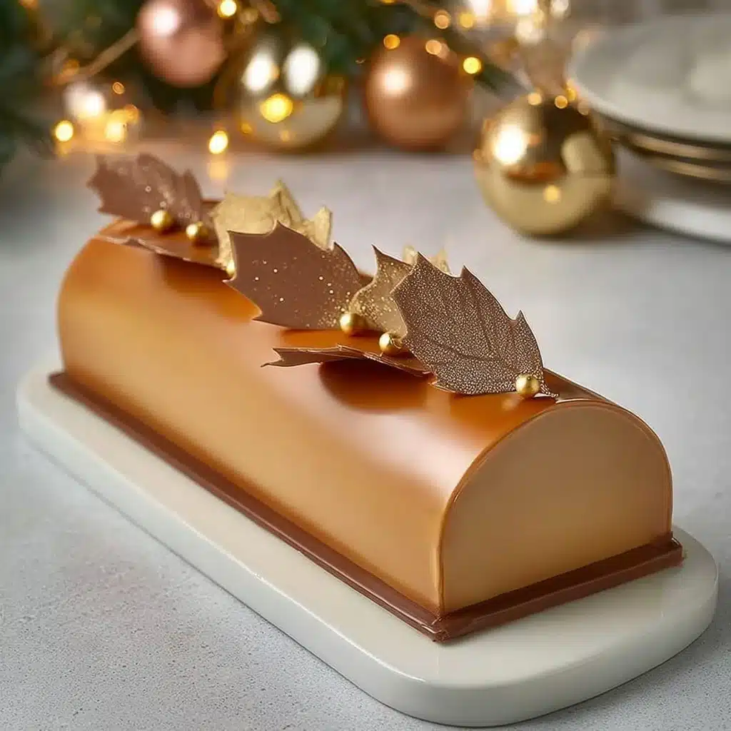Bûche de Noël Pomme Vanille Caramel, un dessert classique de Noël