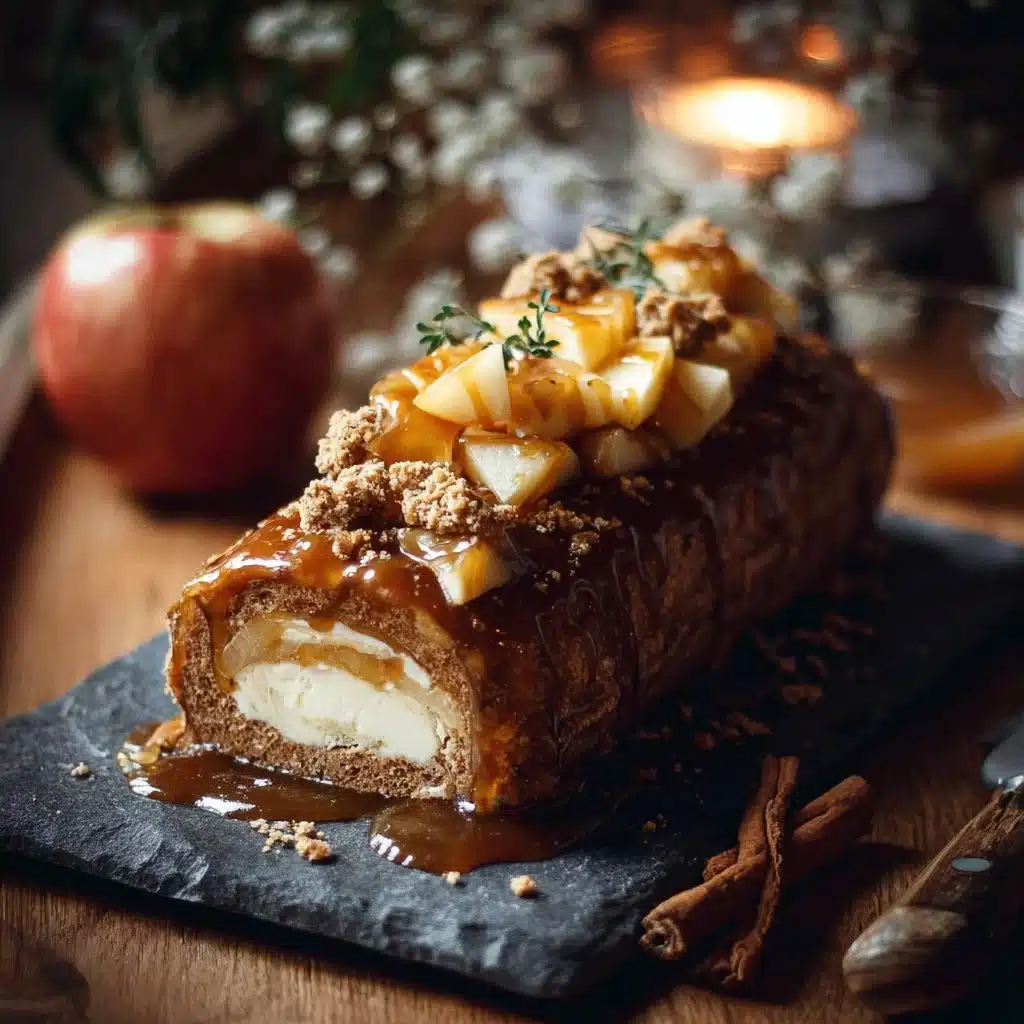Bûche Gourmande au Caramel Beurre Salé avec Pommes Caramélisées et Spéculoos