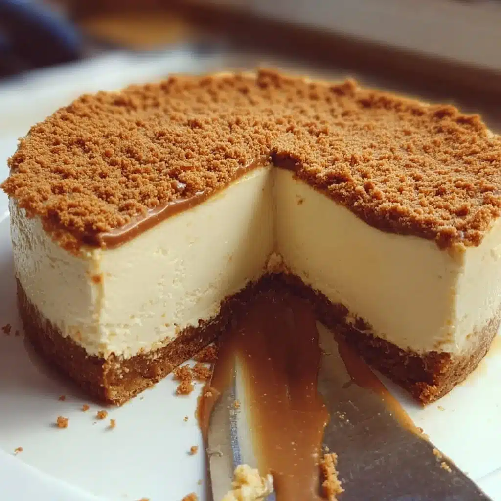 Cheesecake crémeux au biscuit caramélisé, dessert délicieux et onctueux.