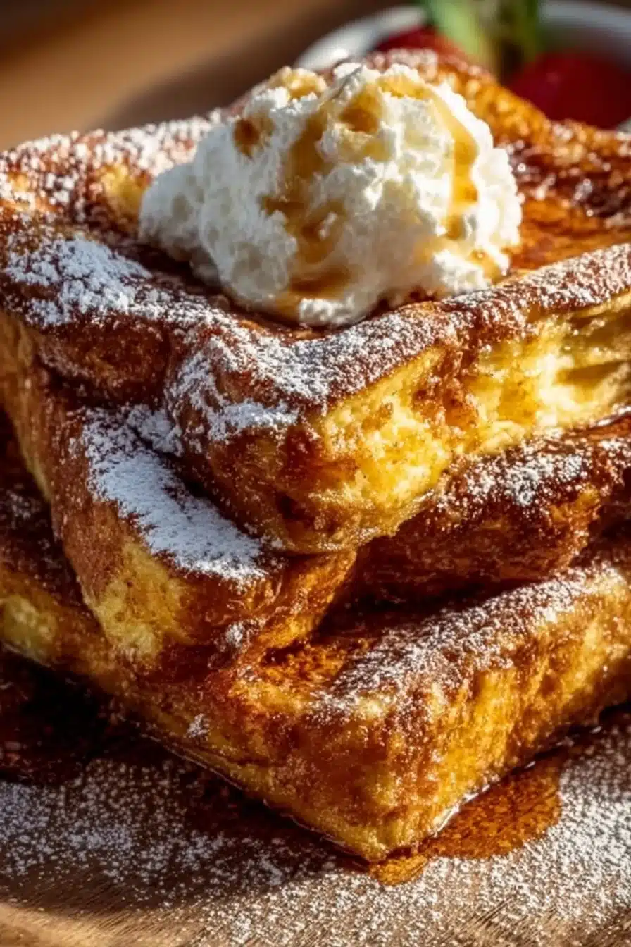 Churros Pain Perdu parfumé à la cannelle sur une assiette décorée