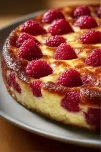 Clafoutis framboises facile, dessert délicieux avec des framboises fraîches.