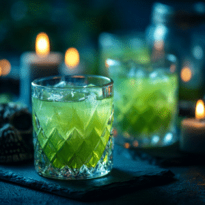 Cocktail Hocus Pocus à la liqueur de melon, potion verte magique d’Halloween