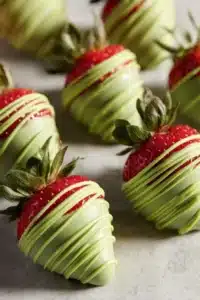 Fraises enrobées de matcha, une douceur séduisante et saine.