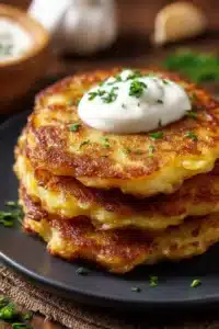 Galettes de pommes de terre croustillantes dorées et appétissantes.