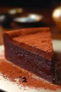 Gâteau au chocolat fondant, un dessert riche et moelleux, parfait pour les amateurs de chocolat.