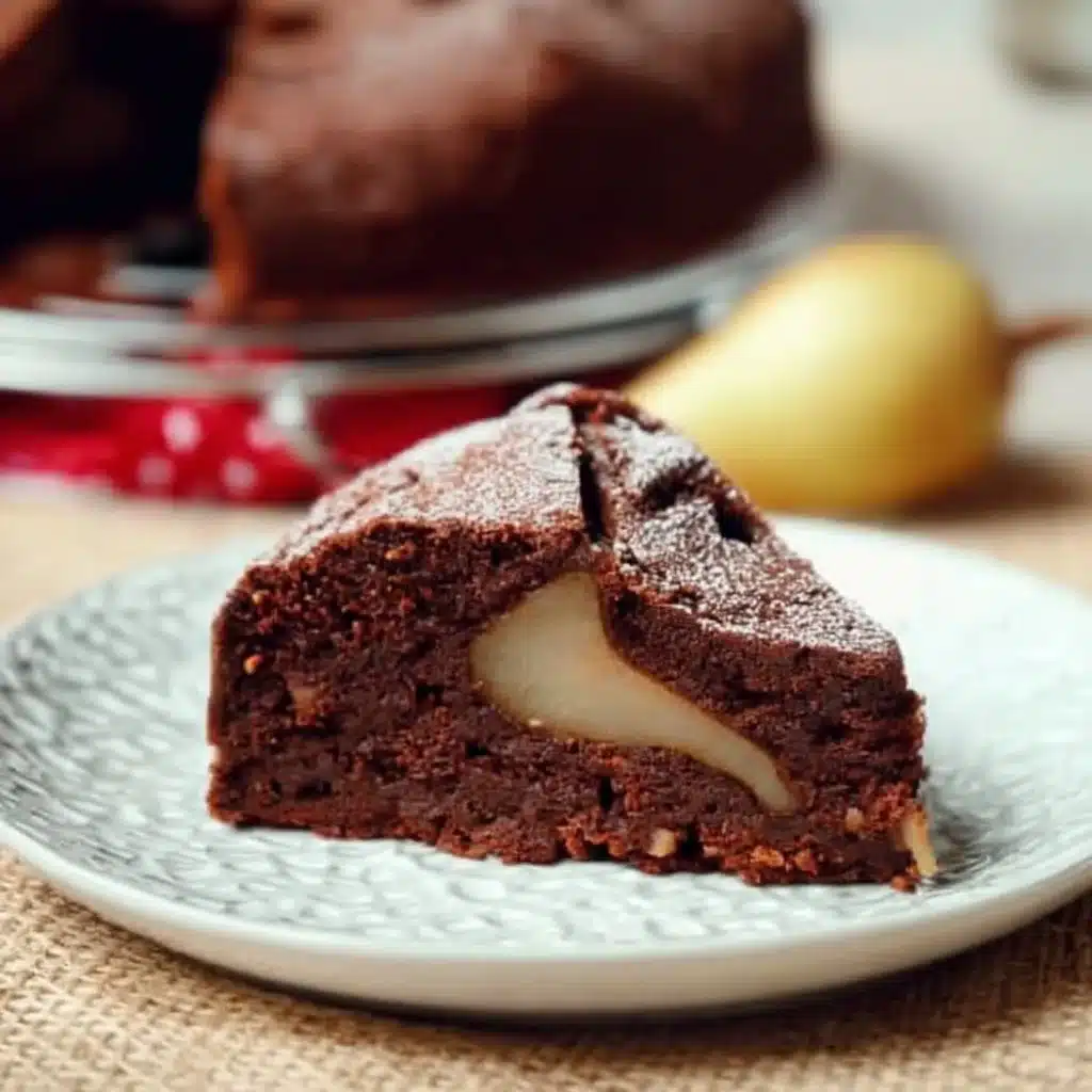 Gâteau chocolat poires préparé au Thermomix, un dessert gourmand et fondant.