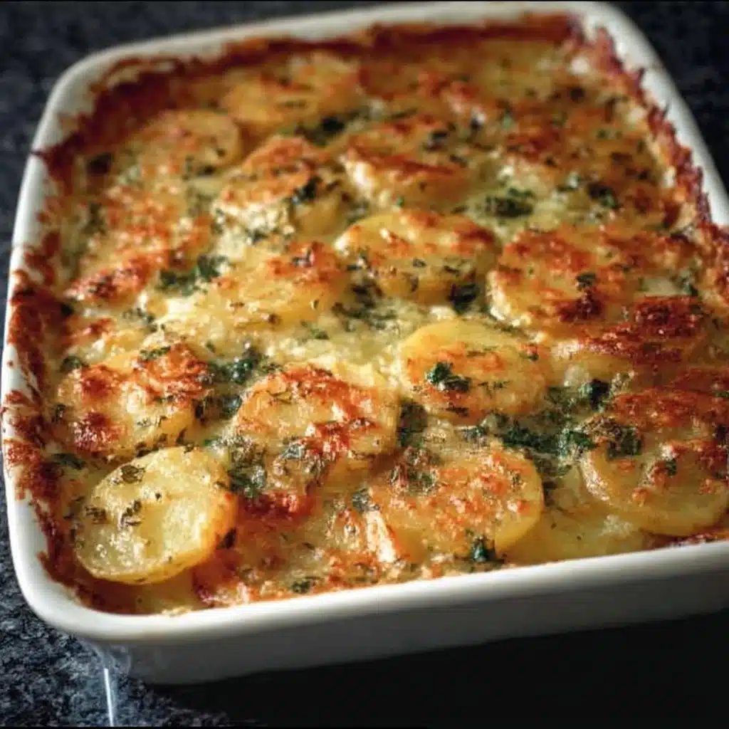 Gratin de Pommes de Terre à la Normande, plat savoureux au fromage et crème.