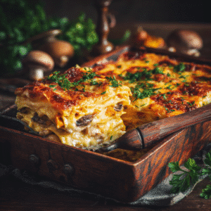 Lasagnes de butternut et champignons, plat réconfortant d’automne fondant et gourmand