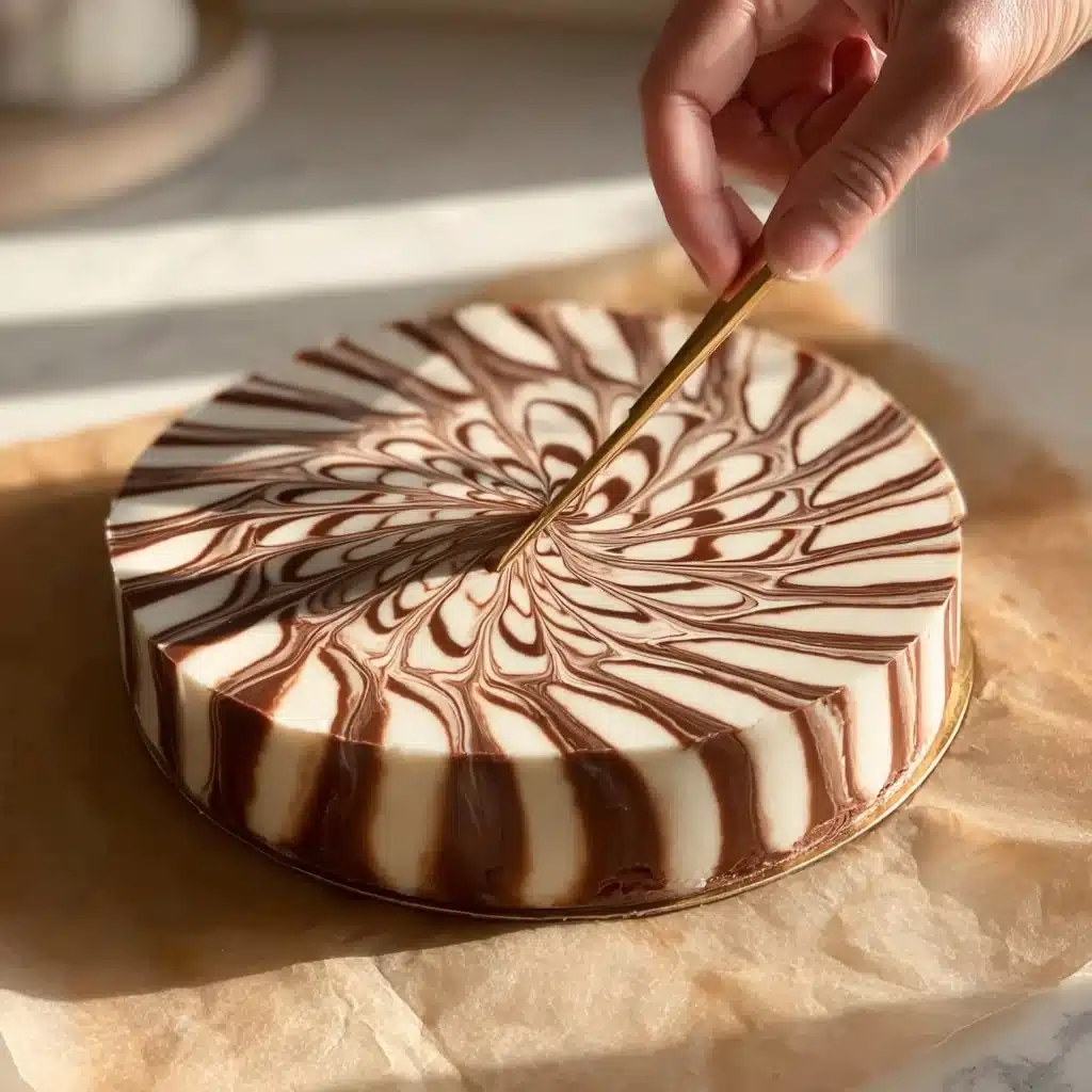 Mousse zébrée aux deux chocolats, dessert élégant en chocolat noir et blanc