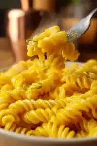 Pâtes à la butternut crémeuses garnies de légumes frais