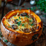 Potimarron farci au reblochon cuit au four avec fromage fondant