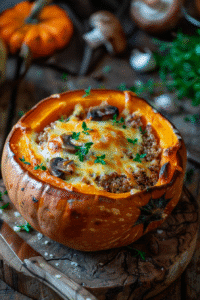 Potimarron farci au reblochon cuit au four avec fromage fondant