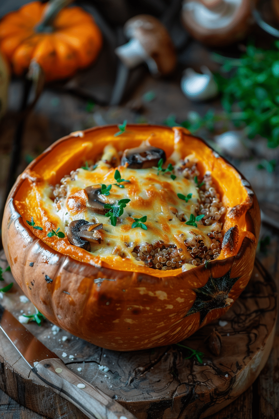 Potimarron farci au reblochon cuit au four avec fromage fondant