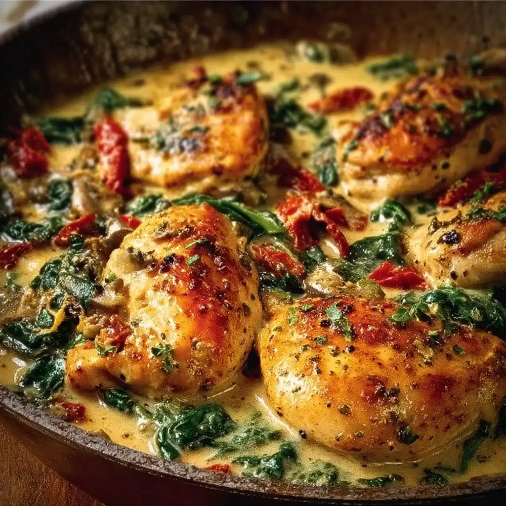 Recette de poulet crémeux aux tomates séchées et épinards