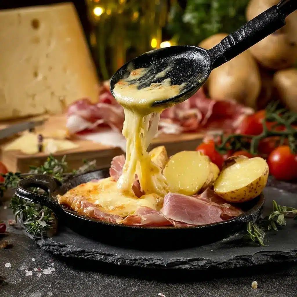 Raclette traditionnelle facile à partager en famille avec fromage et légumes