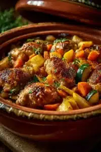Tajine de poulet aux épices, un plat marocain traditionnel plein de saveurs.