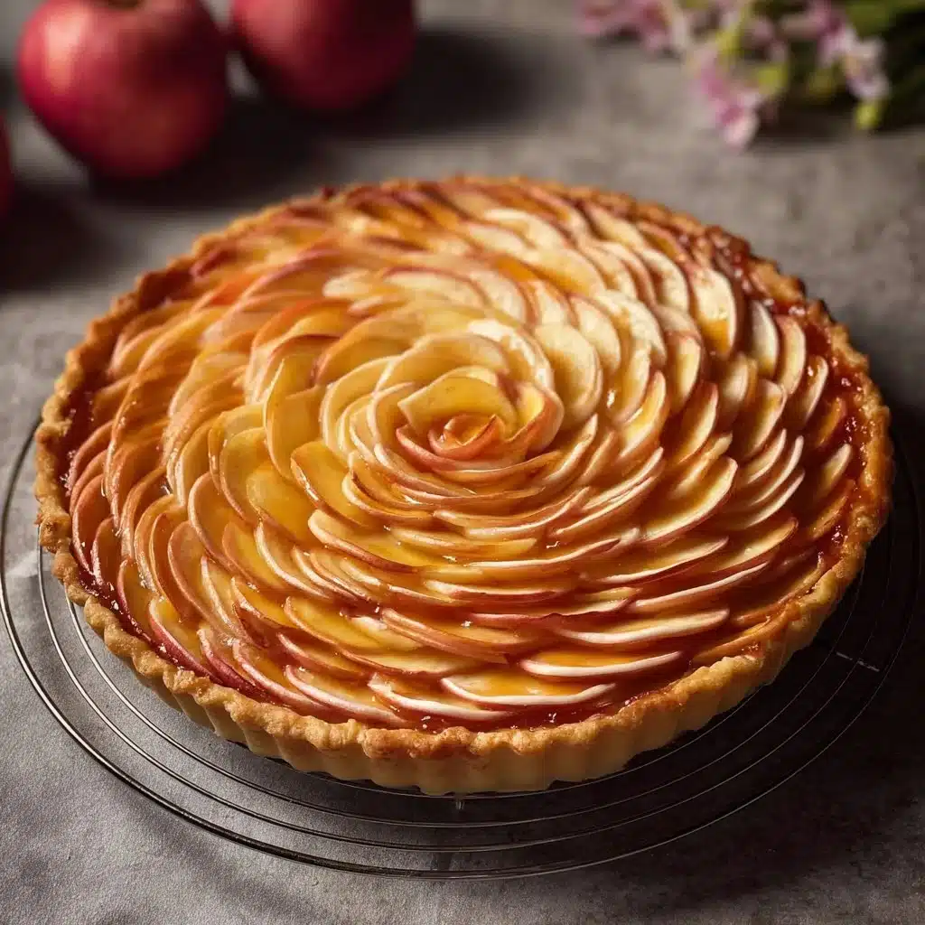 Tarte aux pommes rosace avec une belle présentation de pommes en spirale
