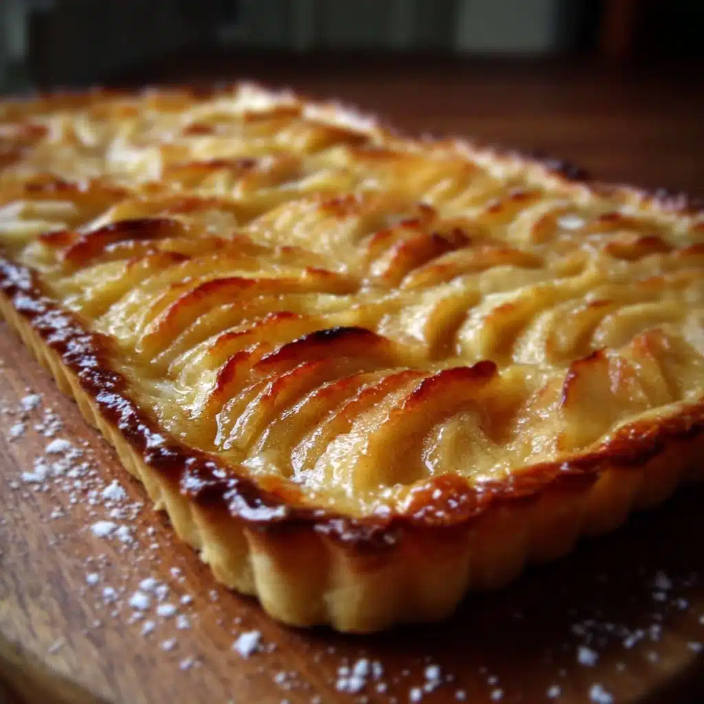 Tarte Fine aux pommes garnie de pommes juteuses sur une pâte croustillante