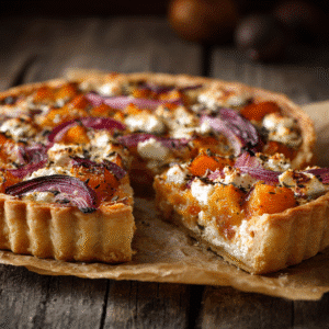Tarte rustique potimarron feta oignon rouge – recette automnale maison