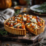 Tarte salée au potimarron et feta dorée, recette automnale healthy