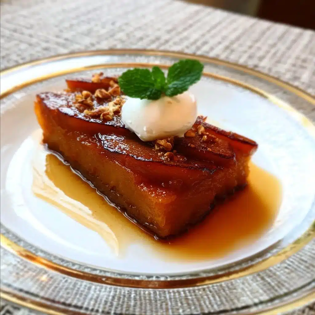 Terrine de Pommes Caramélisées joliment présentée dans un plat élégant.