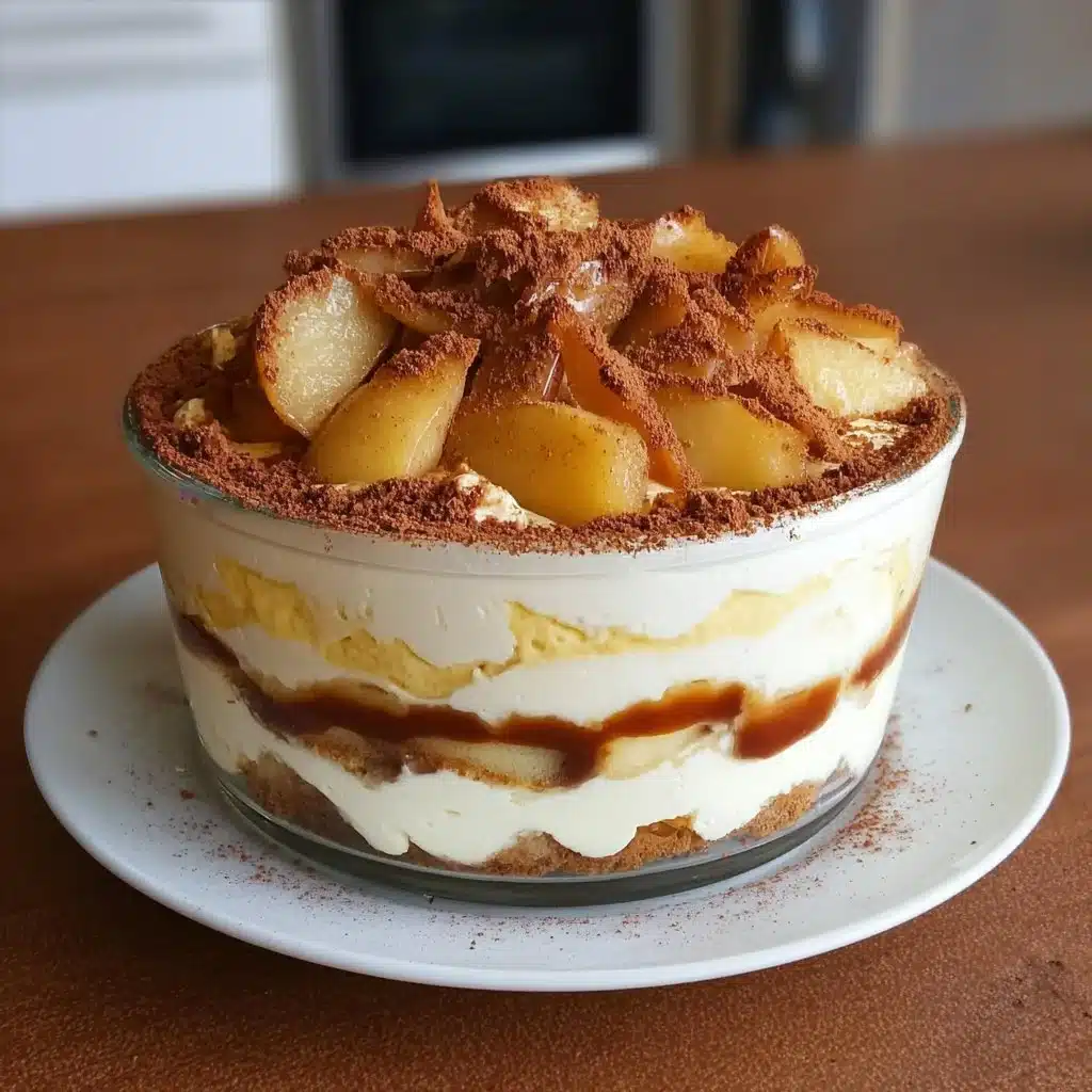 Tiramisu au caramel beurre salé avec pommes poêlées, un dessert gourmand