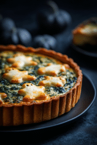 Tourte ricotta et épinards Halloween décorée fantômes