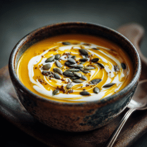 Velouté butternut et carotte au curry doux, soupe onctueuse et réconfortante d’automne