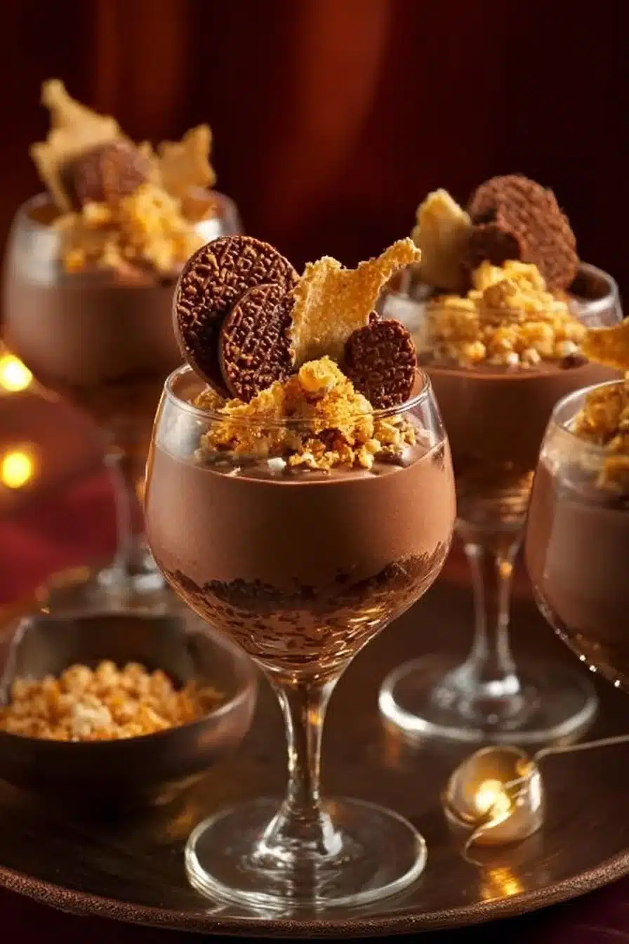 Quatre desserts de Noël au chocolat, parfaits pour les fêtes de fin d'année.