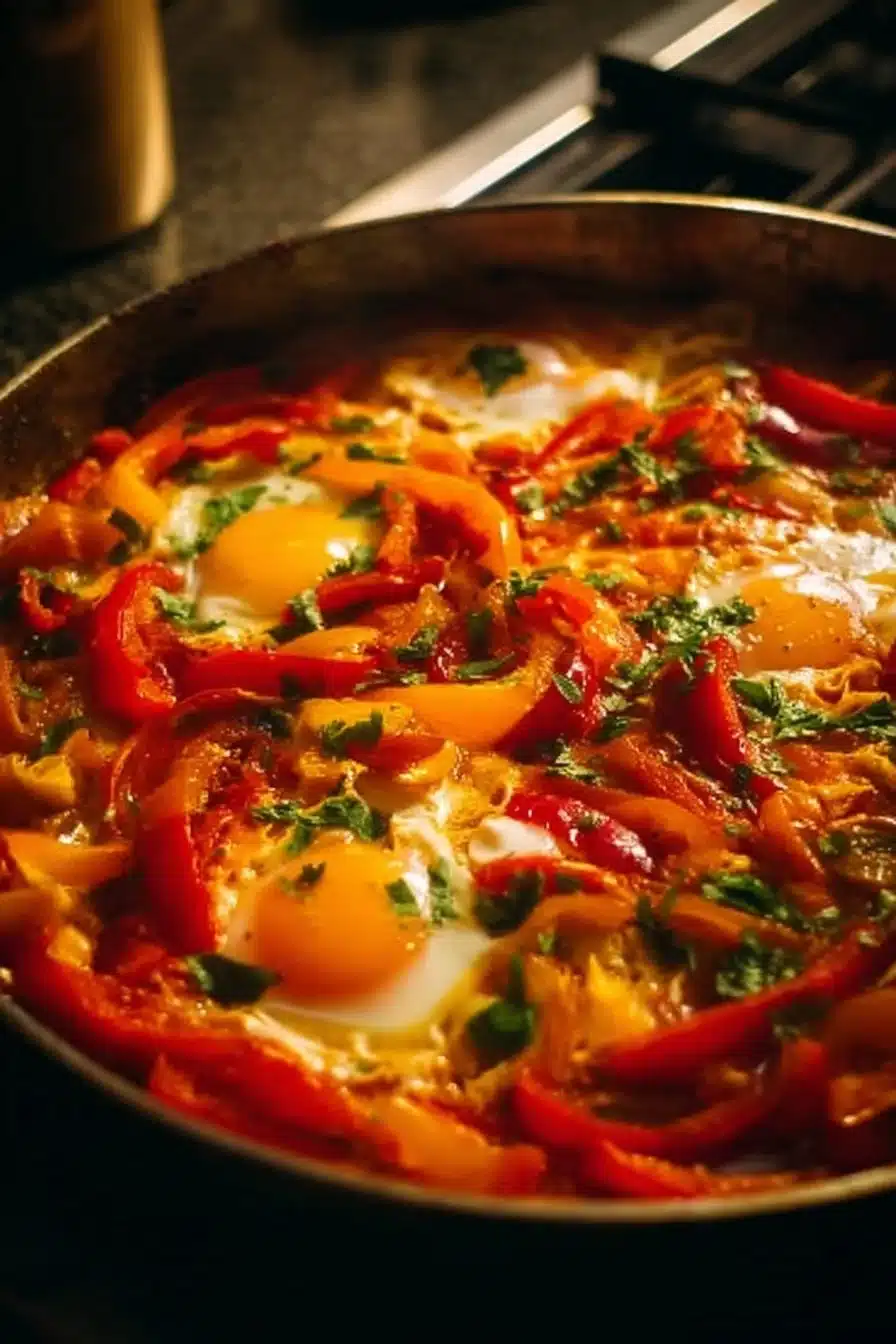 Recette de chakchouka réconfortante avec œufs et légumes frais