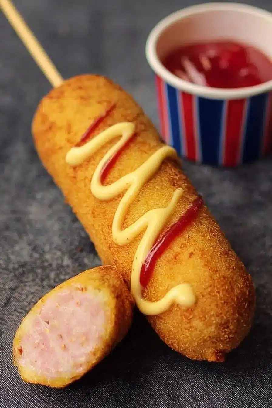 Corn Dog fait maison, recette facile en 20 minutes avec une pâte croustillante.