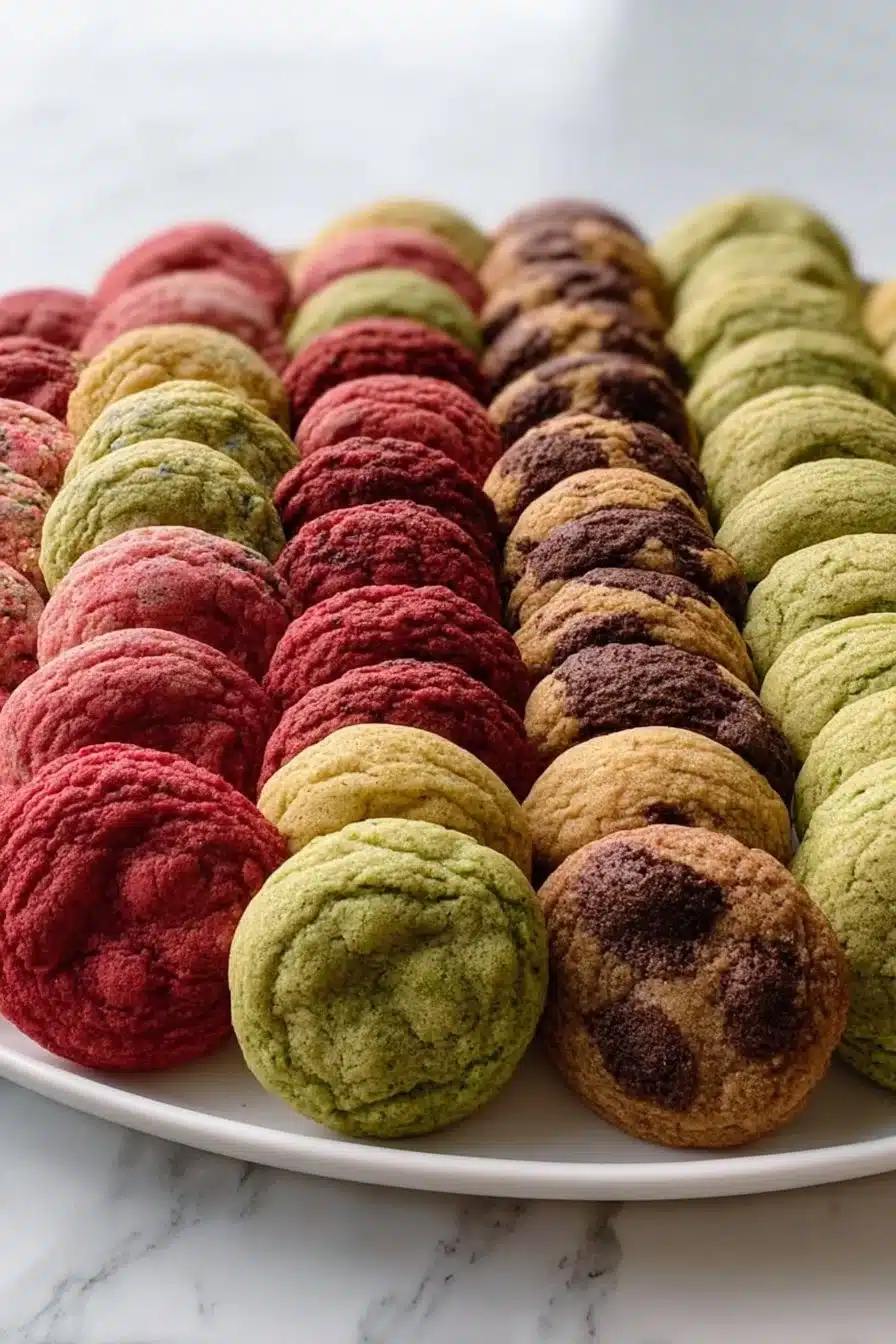 Assortiment de cookies faits maison avec différentes garnitures et saveurs