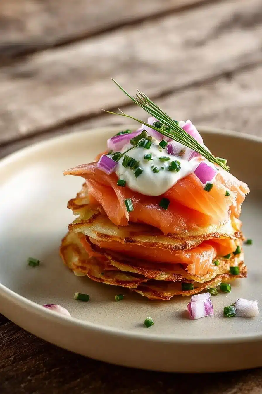 Feuilleté délicieux au saumon fumé, parfait pour apéritifs et repas festifs.