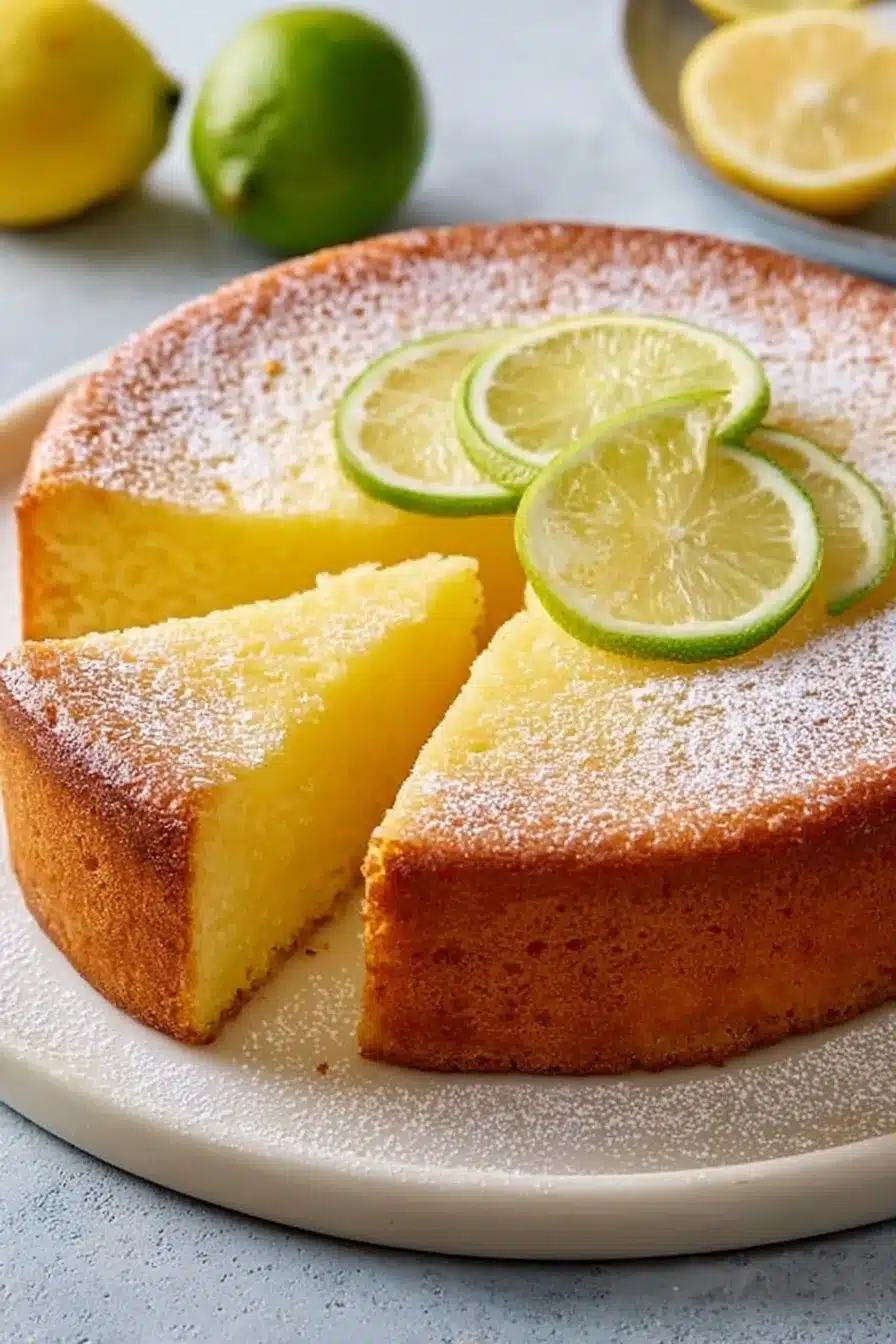 Gâteau au citron crémeux avec une décoration de zestes de citron