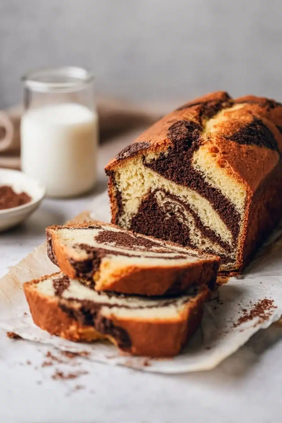 Gâteau Marbré au Chocolat, un dessert moelleux avec couches de chocolat et vanille