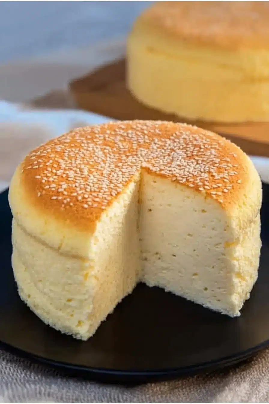 Gâteau nuage japonais léger et moelleux présenté sur une assiette