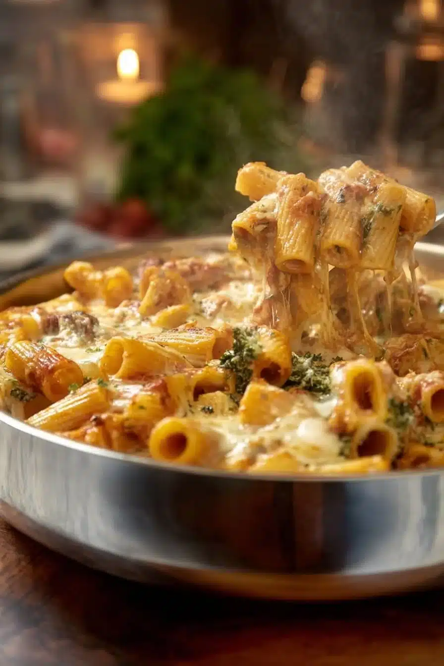 Plat de pasta crémeuse et réconfortante, savoureux et appétissant.