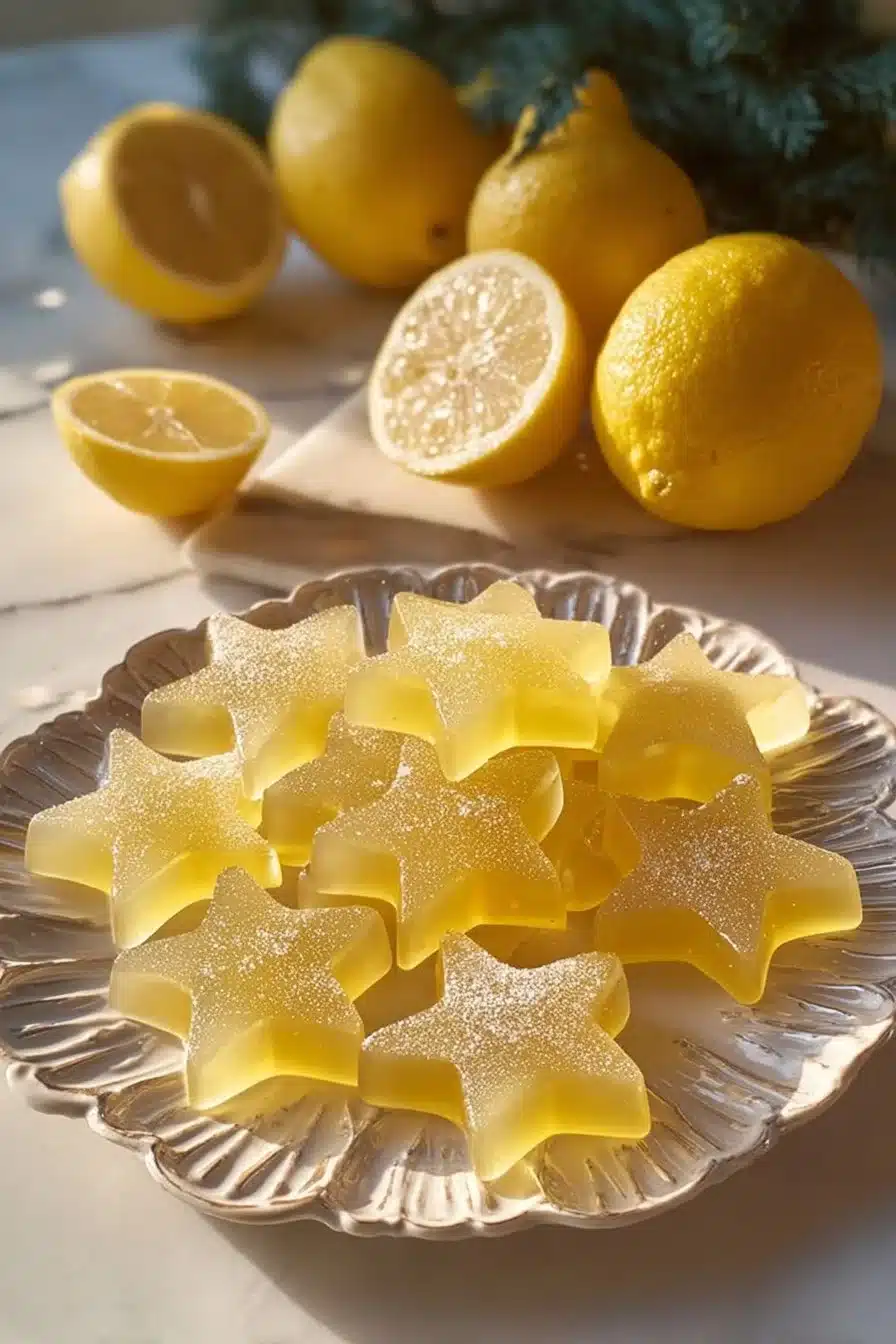 Pâte de Fruits au Citron sur une assiette en porcelaine.