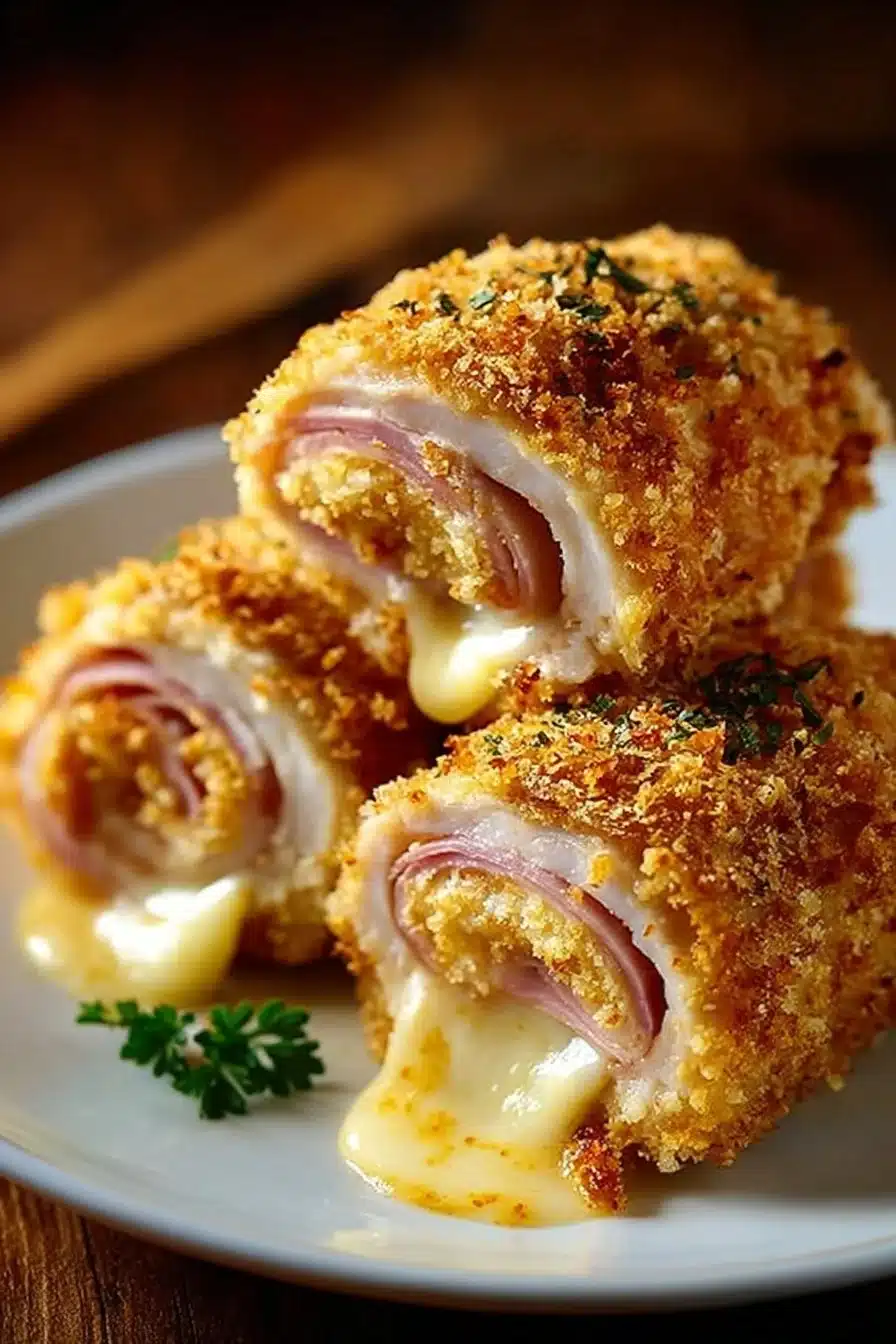 Roulés de Poulet garnis de légumes frais et de fromage fondant