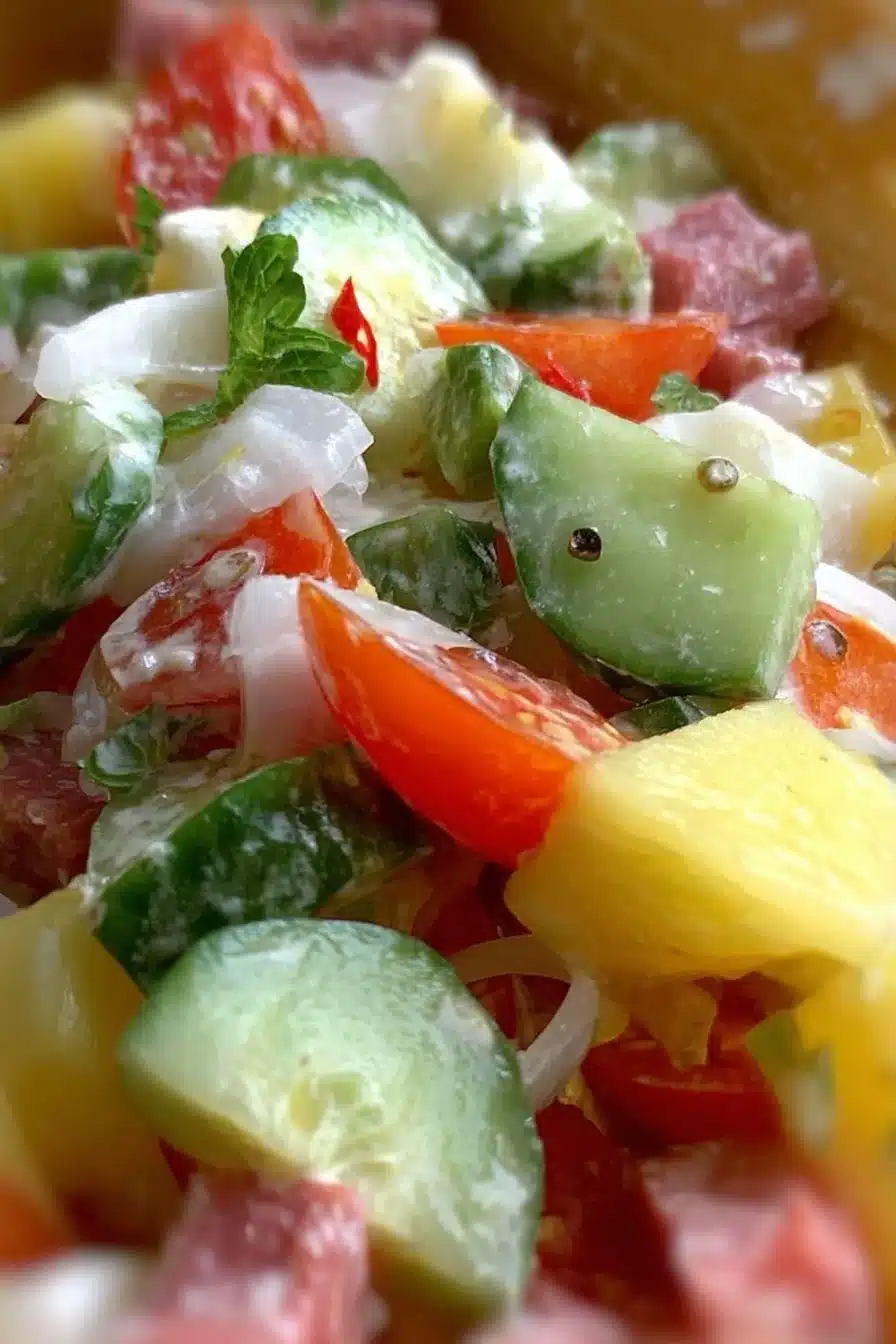 Salade Piémontaise faite maison, pleine de saveurs et de fraîcheur.