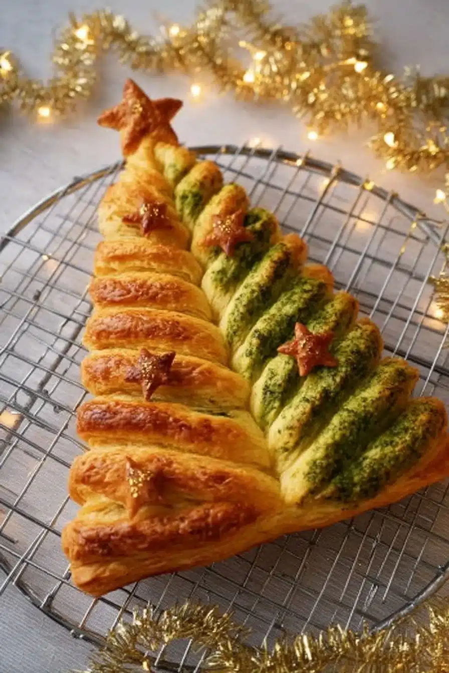 Sapin Feuilleté aux épices et pesto d'épinards, plat festif savoureux