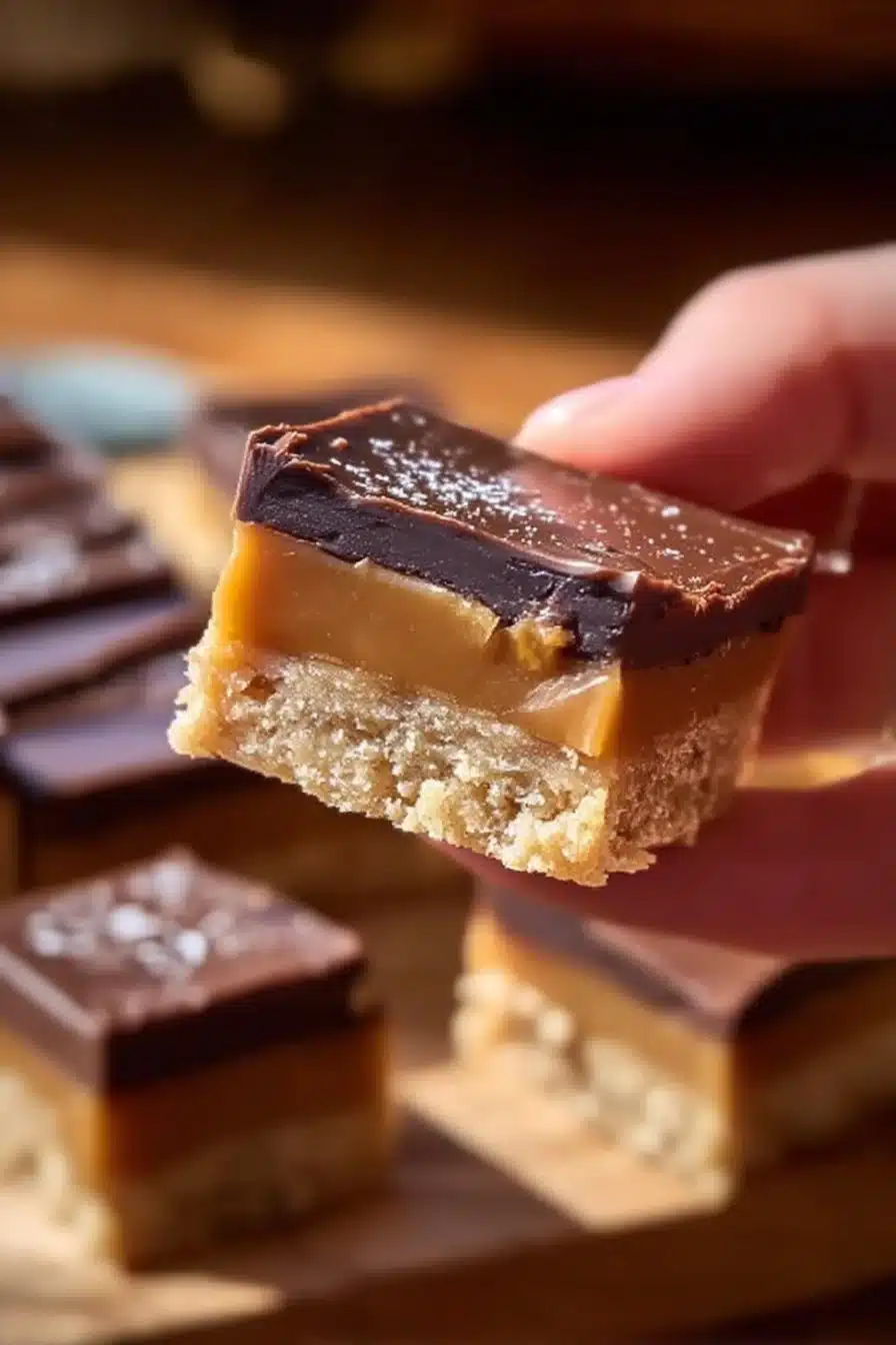Shortbread des Millionnaires avec caramel et chocolat, une douceur irrésistible.