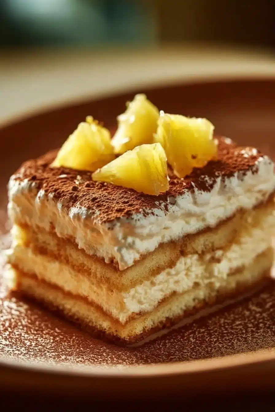 Un tiramisu coco ananas savoureux et crémeux, parfait pour un dessert exotique
