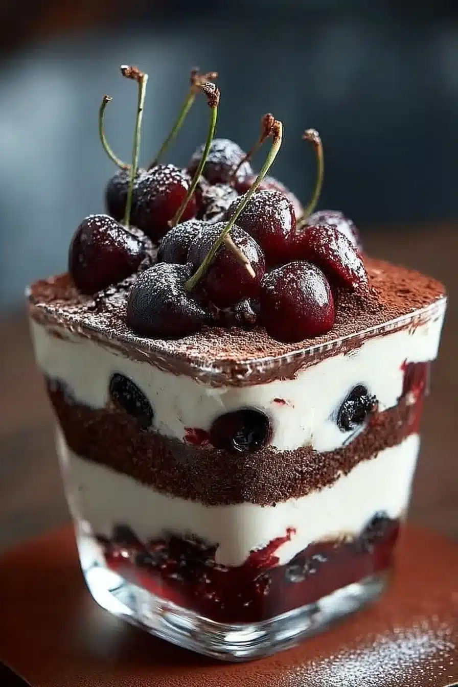 Tiramisu Forêt-Noire aux couches de chocolat et café