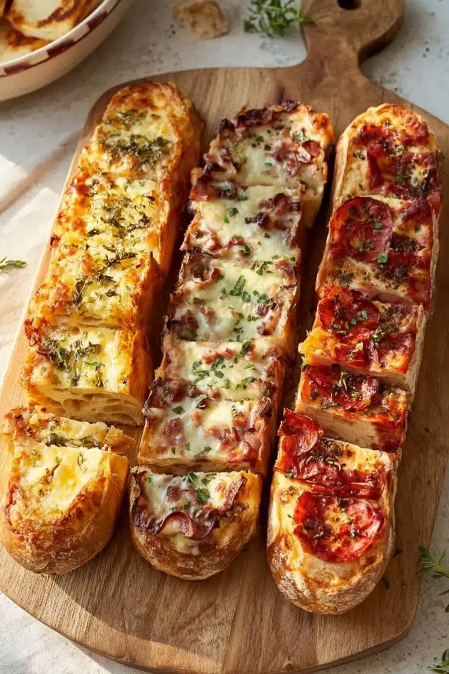 Trois délicieuses pizzas garnies de trucs appétissants