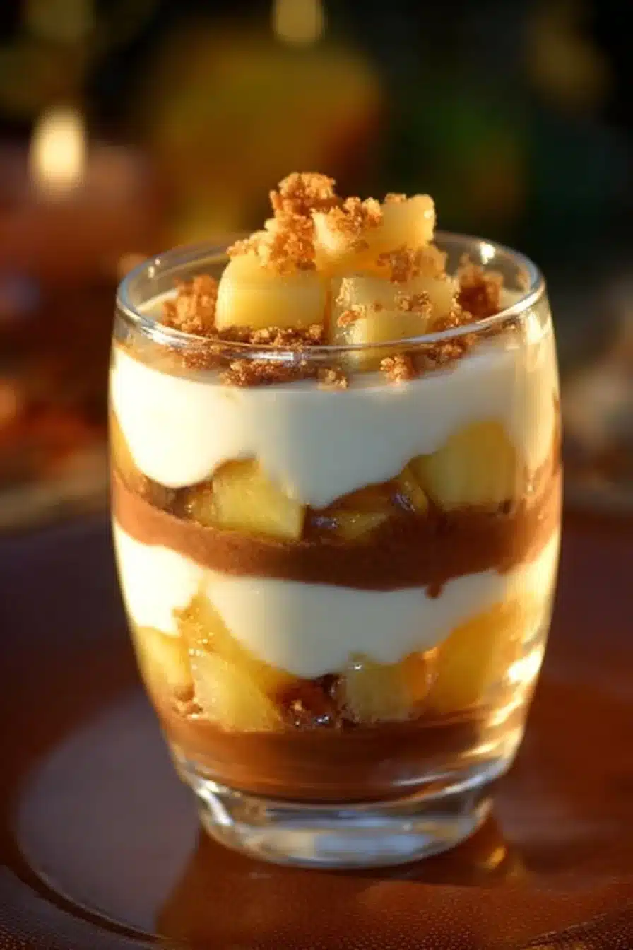 Verrines d’automne crémeuses garni de fruits et épices de saison